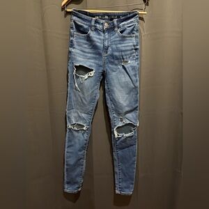 American Eagle Outfitters Women's Ripped Blue Skinny Jeans
